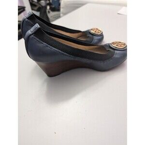Tory Burch Caroline Navy Blue Ballet Pump Wedges Women's Size 5M Multi Color
